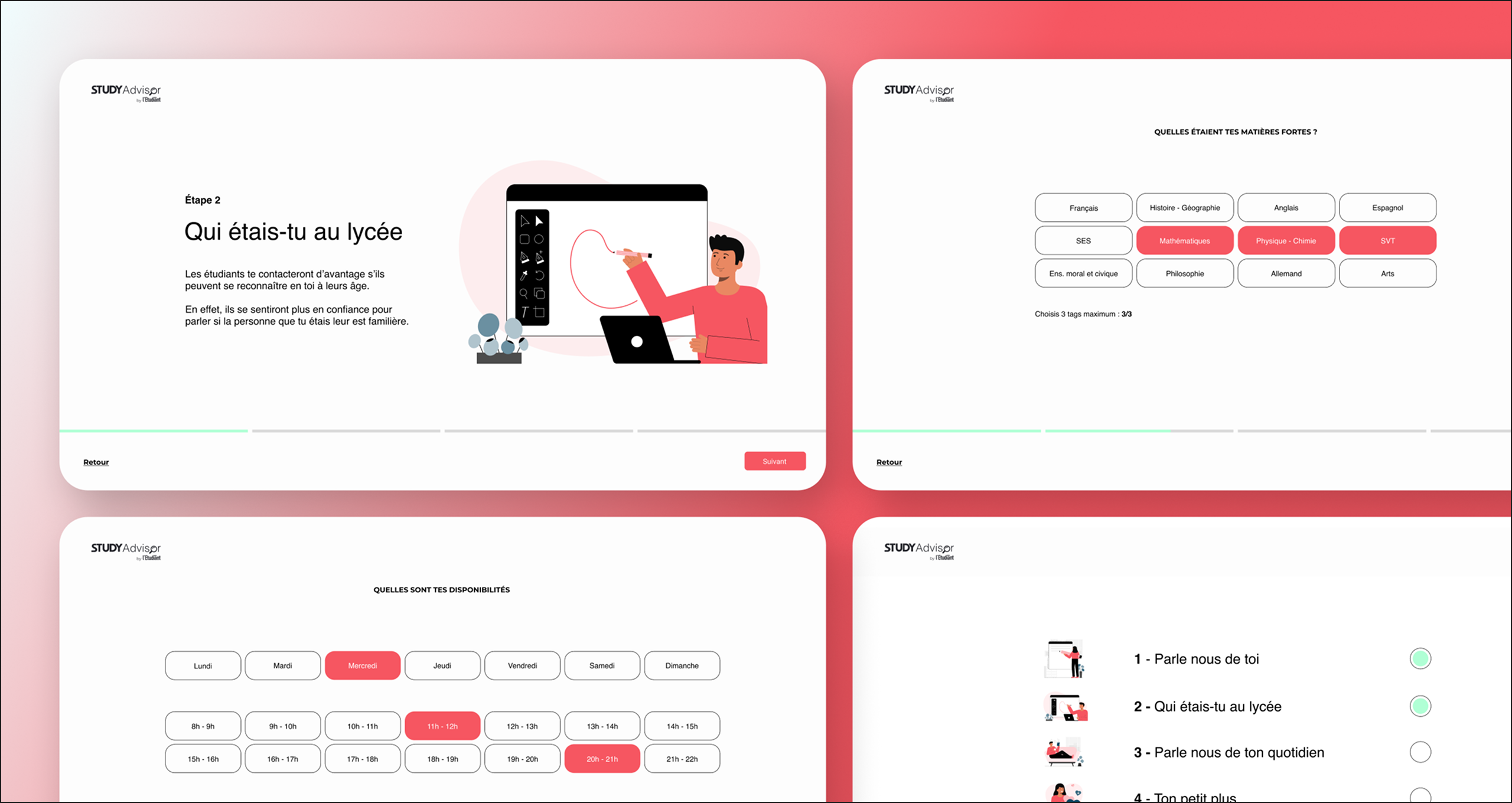 Onboarding style typeform Study Advisor